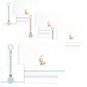 SABANA CUNA OSO LUNA ESTRELLAS + BROCHE INTERBABY