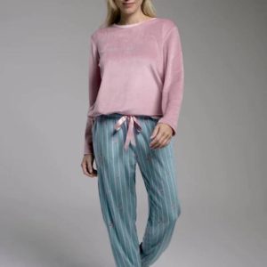 PIJAMA LARGO TERCIOPELO ERES MI SUERTE MUJER MUYDEMI