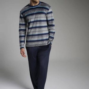 PIJAMA HOMBRE TERCIOPELO ESTAMPADO RAYAS MUYDEMI