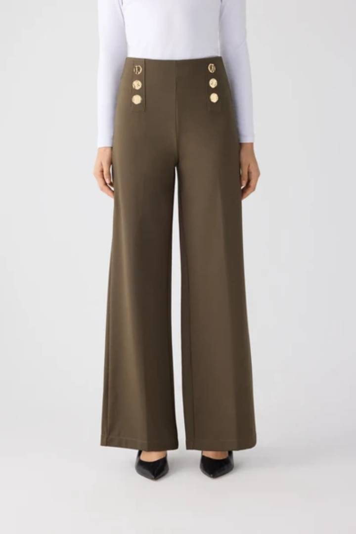 PANTALON ANCHO DE TIRO ALTO CON BOTONES DECORATIVOS YSABEL MORA - Imagen 4