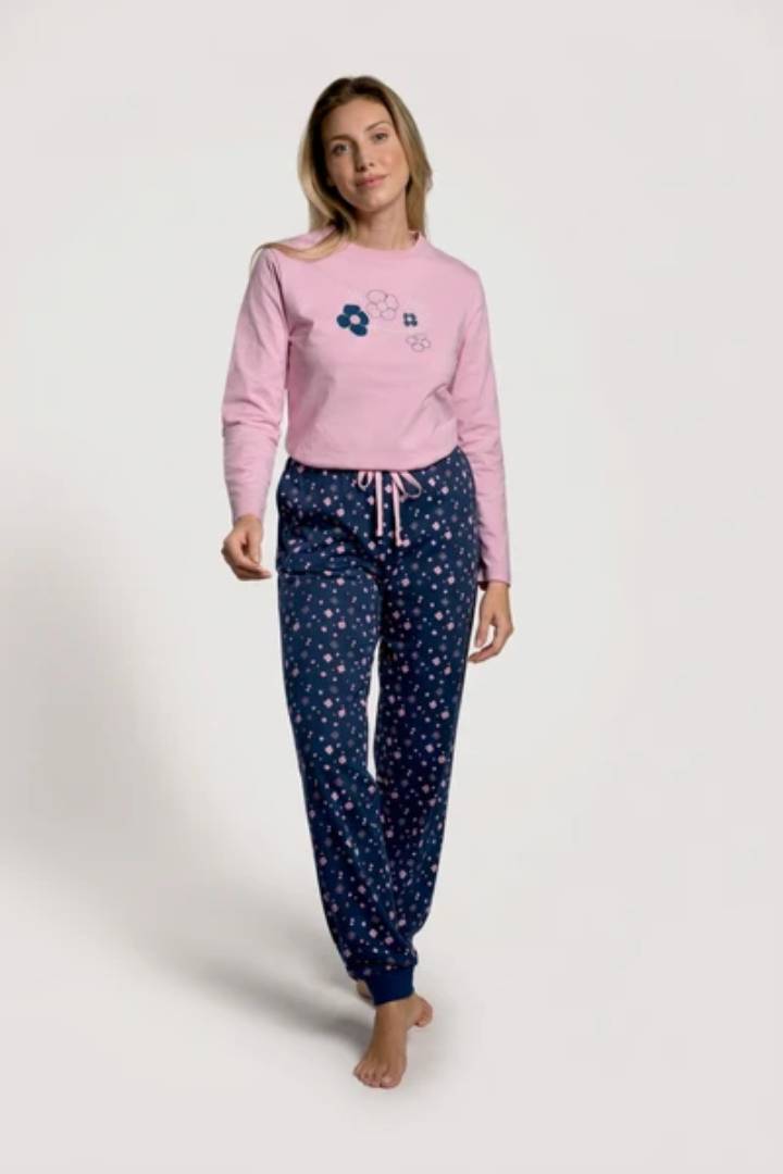 PIJAMA LARGO ALGODON MUJER ESTAMPADO FLORES MUYDEMI