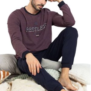 PIJAMA HOMBRE ALGODON BURDEOS OLYMPUS