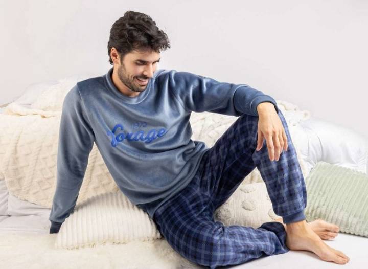 PIJAMA HOMBRE MICRO CORALINA CUADROS OLYMPUS