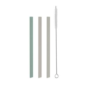 JUEGO PAJITAS 3 UNIDADES PLATINUM SILICONE MIX SAND AND SAGE